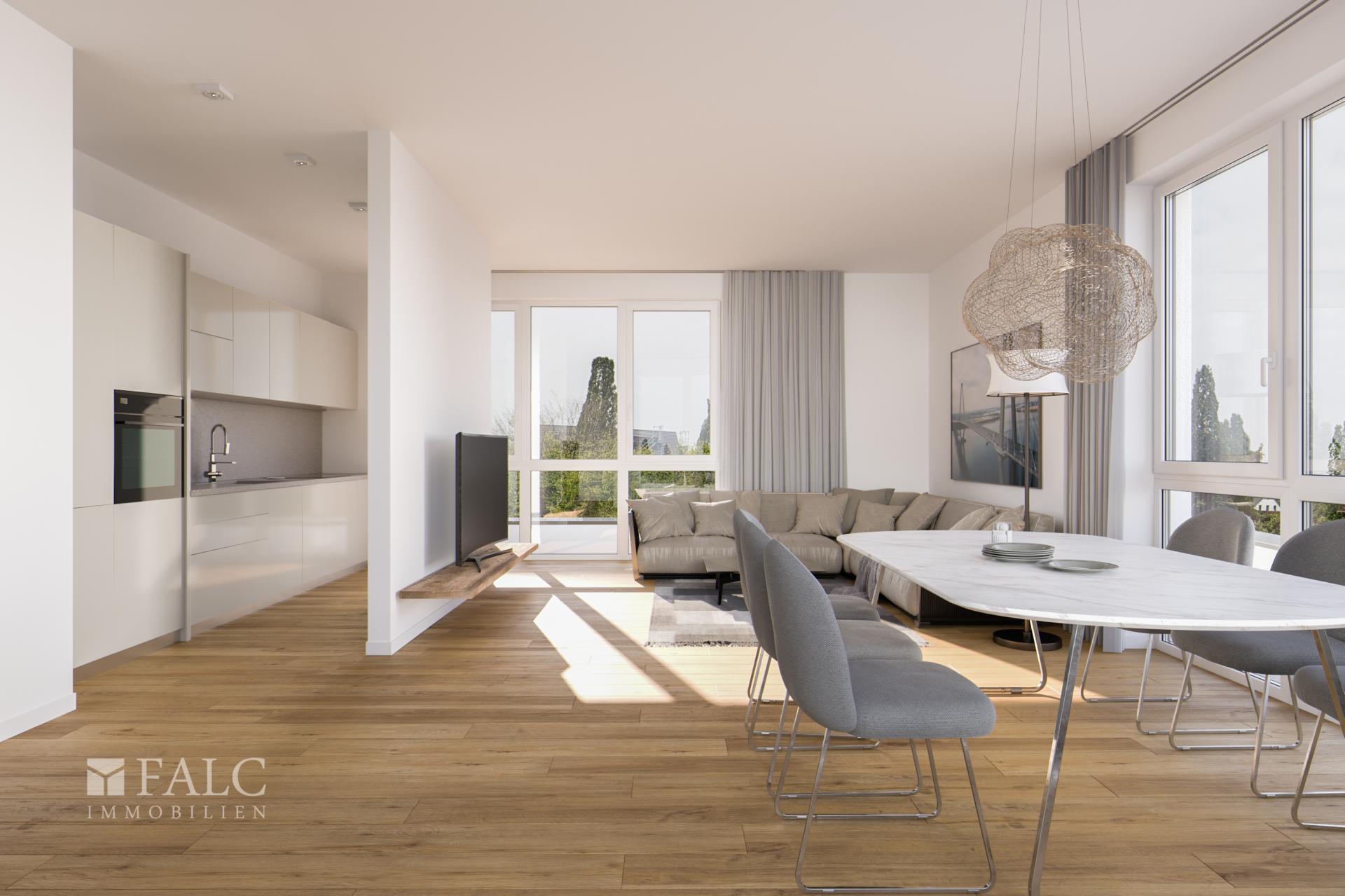 Küche mit Zugang zum Wohnbereich